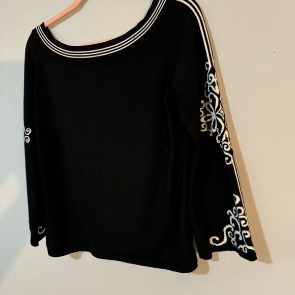 Bette Paige Vintage Silk Blend Black & White Off Shoulder Sweater XL - Picture 3 of 7